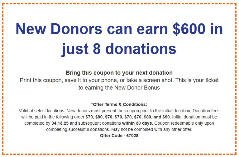 BioLife Coupon $600 Coupon just 8 donations April 2025